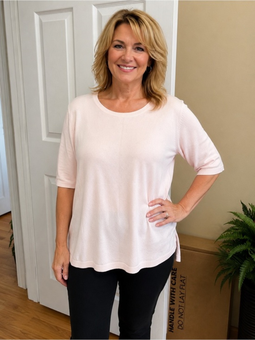Premise Studio Blush Pink Knit Top